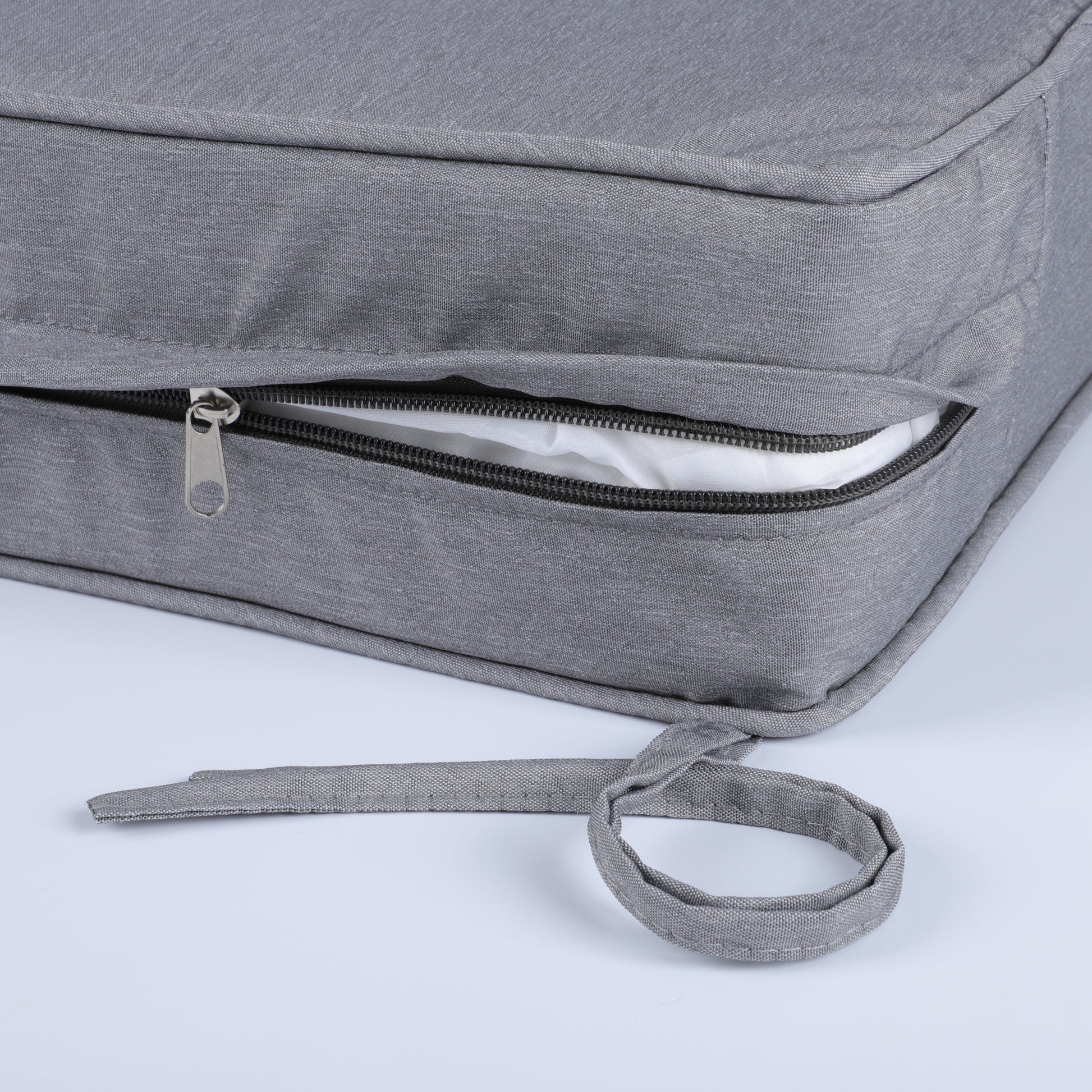 Outdoor deep-seat cushions gray fabric set of 2 with zipper for patio furniture on Tampa Home & Garden Store