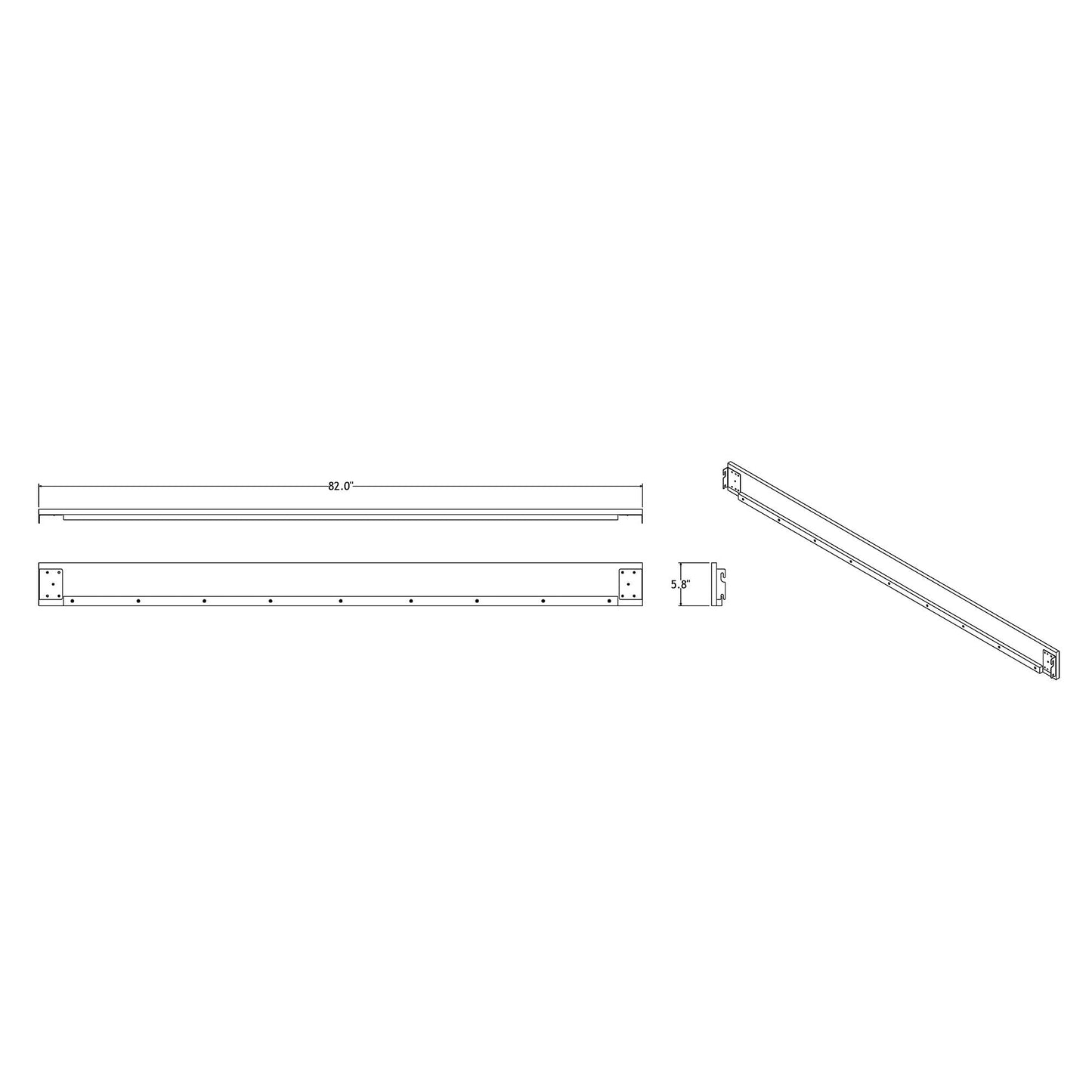 Adelaide LED bed platform blueprint by HouseOfZazla with rails and brackets 82.0 in wide on Tampa Home & Garden Store