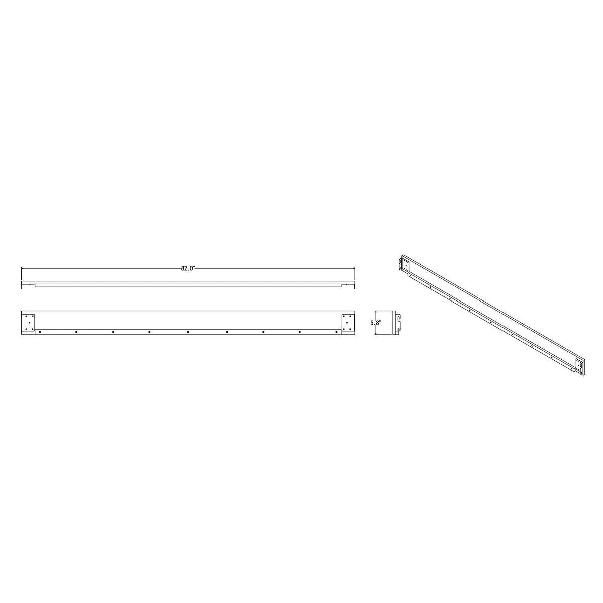Adelaide LED bed platform blueprint by HouseOfZazla with rails and brackets 82.0 in wide on Tampa Home & Garden Store