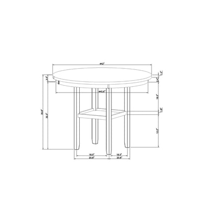 Greta antique white bar table by HouseOfZazla with built-in storage shelf, round 42 top on Tampa Home & Garden Store