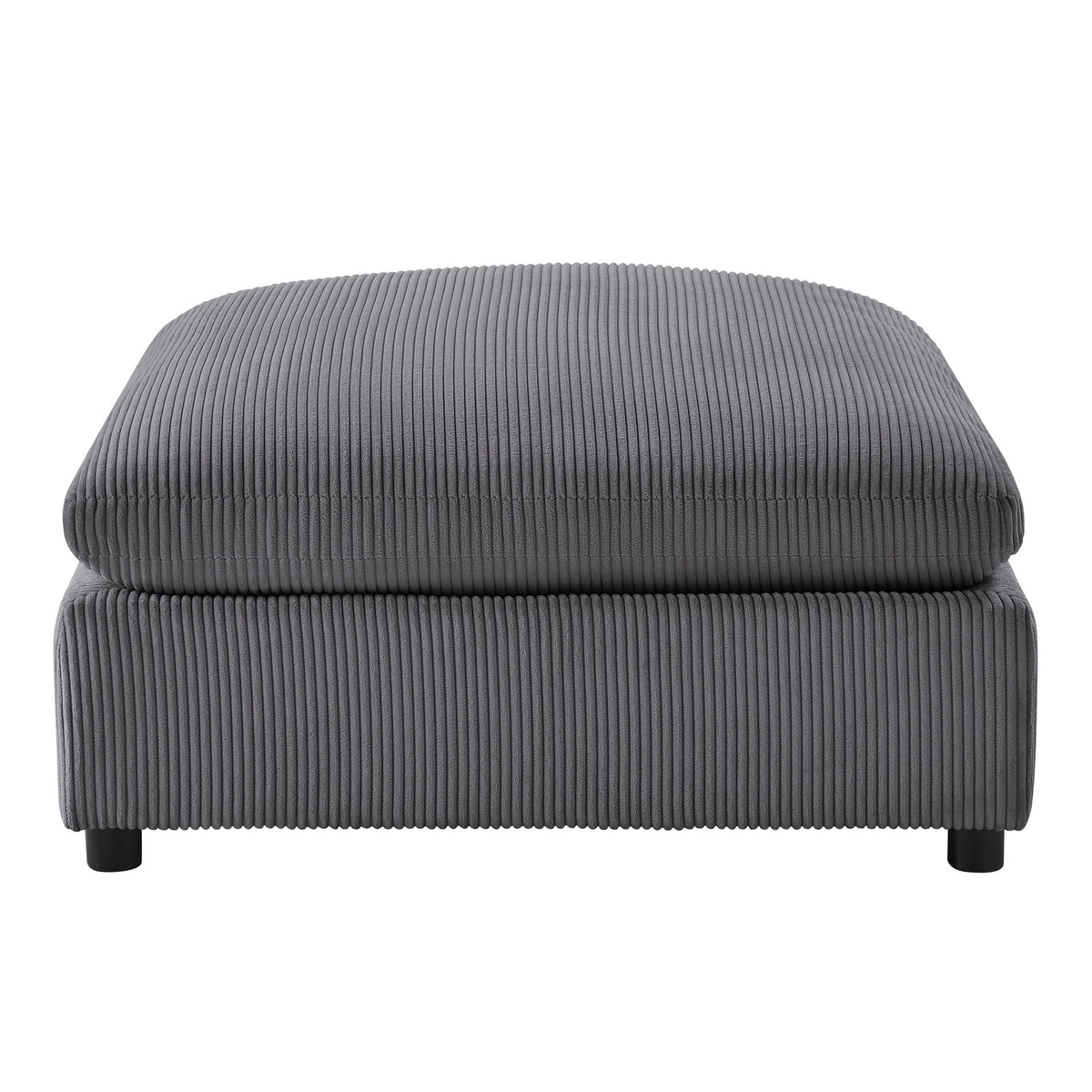 Chelsea Upholstered Ottoman in dark gray corduroy with stacked cushions on Tampa Home & Garden Store