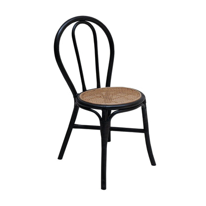 Rattan dining chair set of 2 with black frame and woven cane seat on Tampa Home & Garden Store