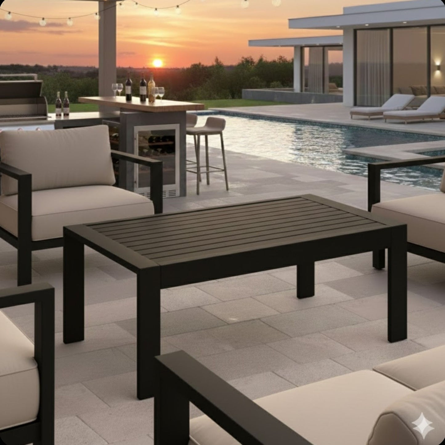 All Weather Outdoor Coffee Table and Wood Top