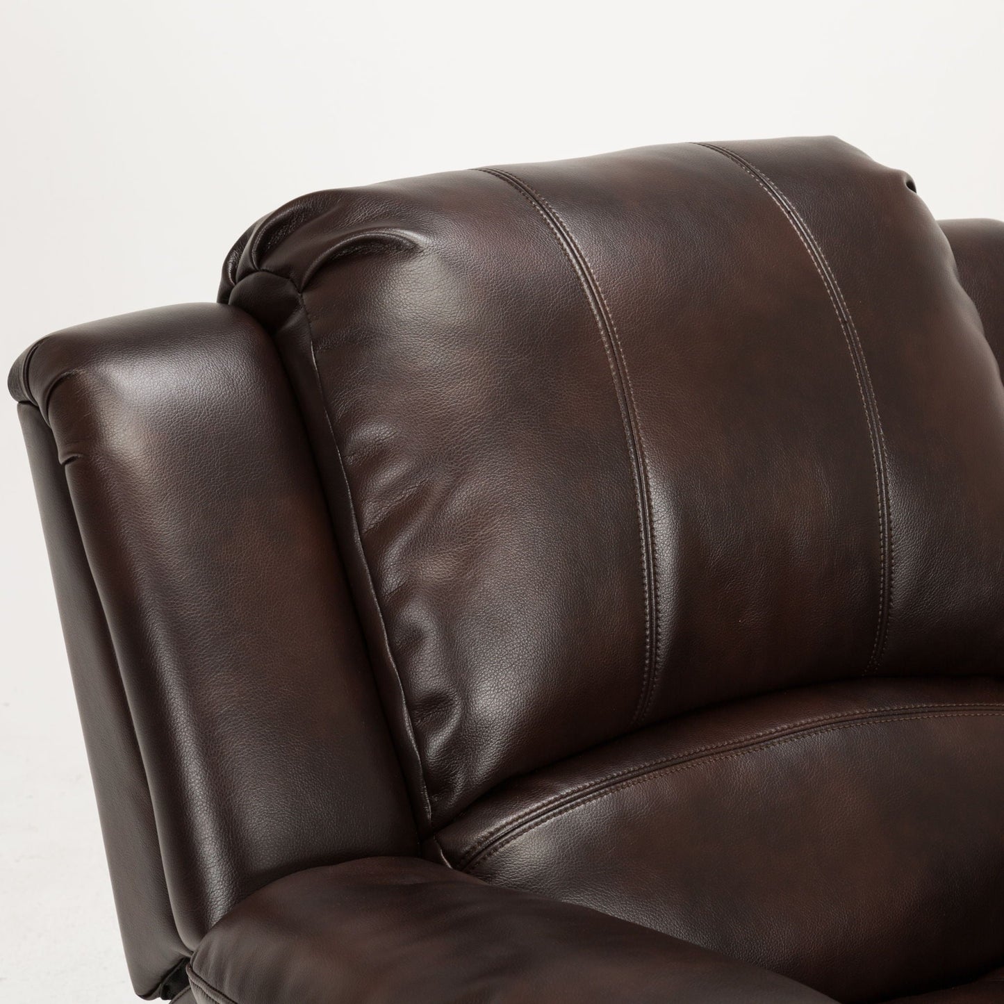 Charlotte Glider Recliner in dark brown leather with stitching by HouseOfZazla on Tampa Home & Garden Store