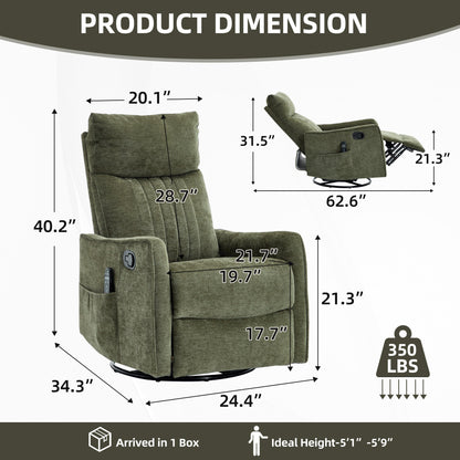 Green Heat Massage Manual Recliner Chair in green fabric by HouseOfZazla on Tampa Home & Garden Store