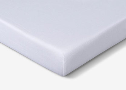 BedGear Hyper-Linen Crib Sheet Bright White close-up corner seam on Tampa Home & Garden Store