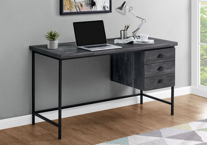 Computer desk in dark wood finish with black metal frame, 3 drawers, HouseOfZazla writing desk on Tampa Home & Garden Store