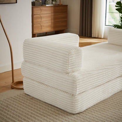 HouseOfZazla Loveseat Sofa with oversized white ribbed cushions in a stylish living space on Tampa Home & Garden Store