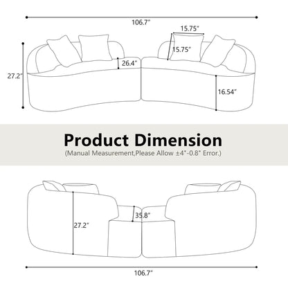 Curved 4 Seater Sofa by Unique Piece Furniture, full compression sponge, 106.7 in long on Tampa Home & Garden Store