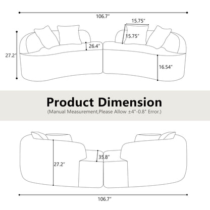 Curved 4 Seater Full Compression Sponge Sofa by HouseOfZazla; static sofa with cushions on Tampa Home & Garden Store