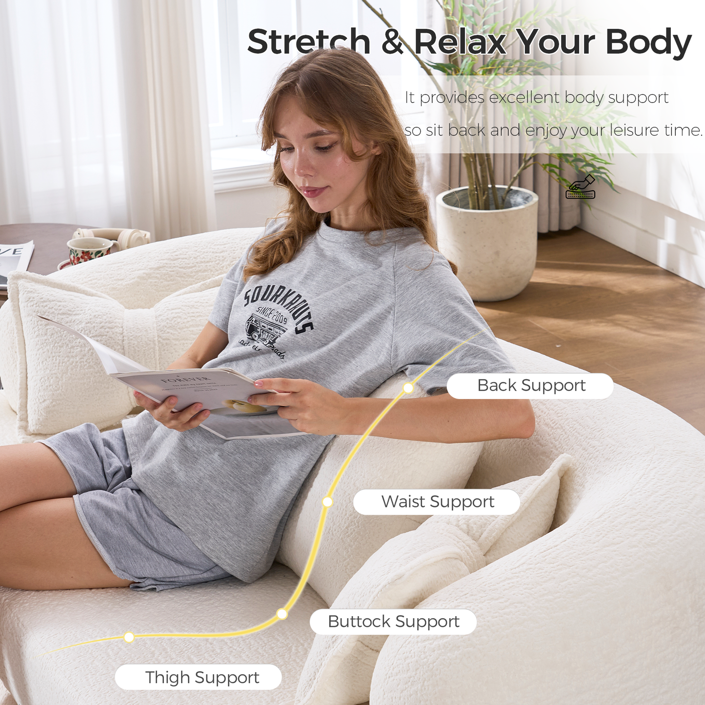 Stylish Foldable Sofa Bed and Supportive Pillows