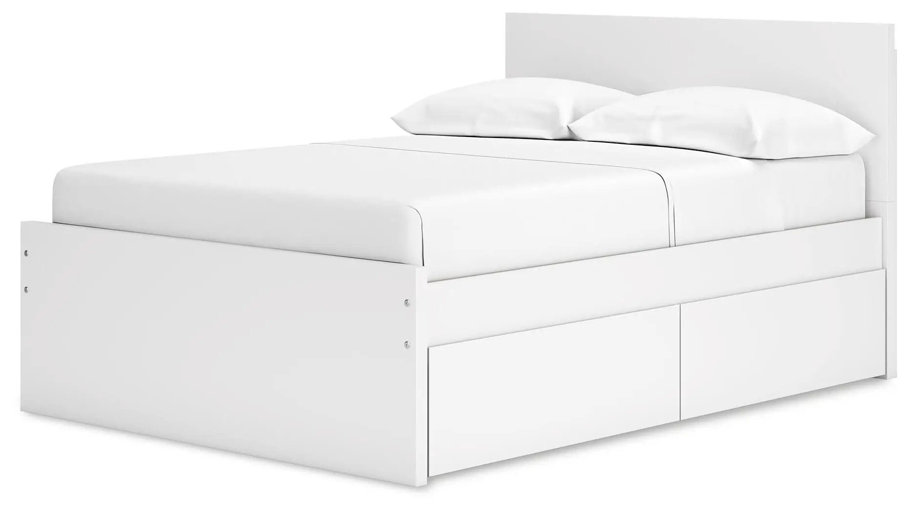 Onita Panel Platform Bed white storage bed with built-in drawers on Tampa Home & Garden Store