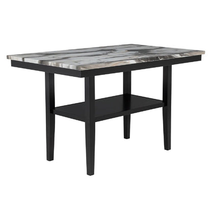 Black Counter Table with Faux Marble and Storage
