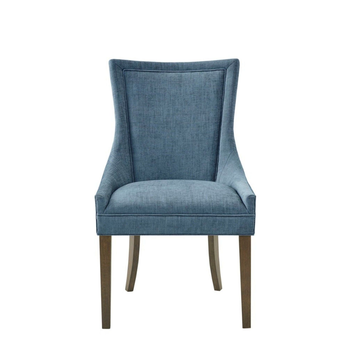 Elegant dining side chair blue upholstered with solid wood legs on Tampa Home & Garden Store