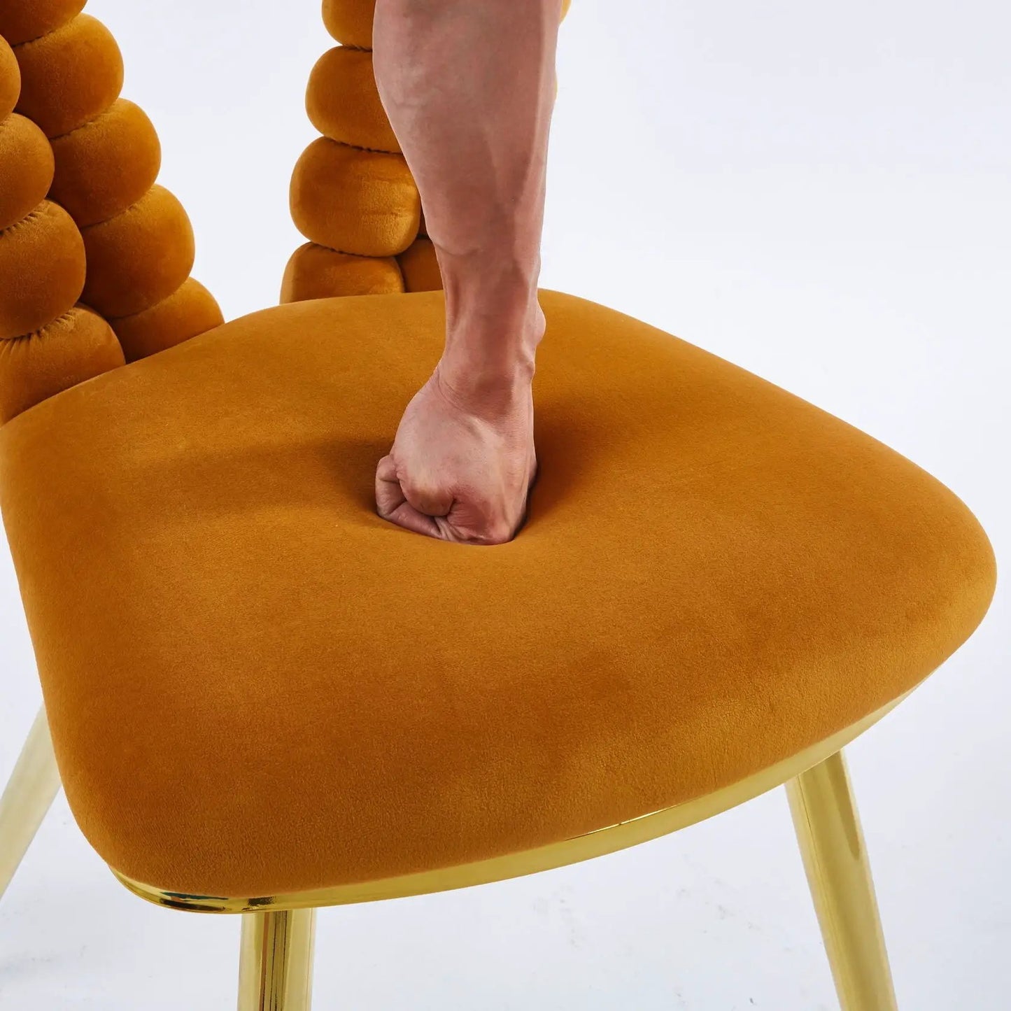 Modern Chair With Iron Tube Legs and Cushions