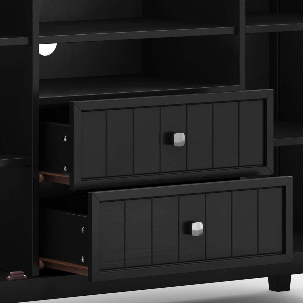 Handcrafted Tall TV Media Stand Solid Wood black by HouseOfZazla with paneled drawers on Tampa Home & Garden Store