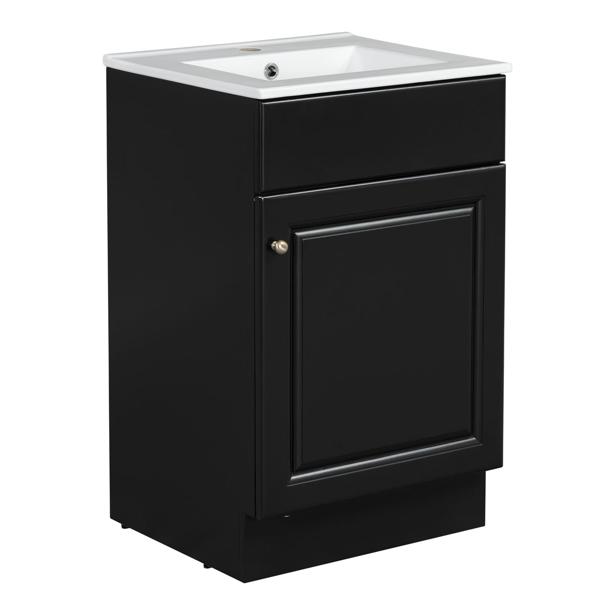 Bathroom vanity with sink, black cabinet, white top, adjustable shelf, HouseOfZazla on Tampa Home & Garden Store