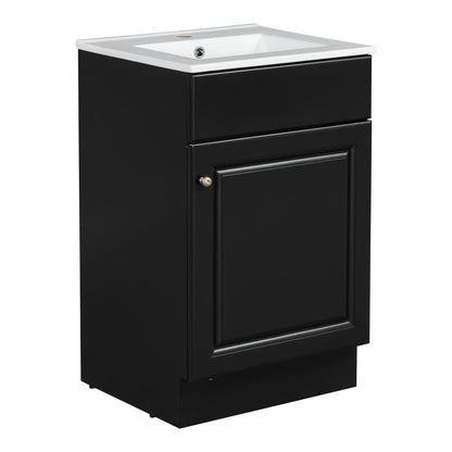 Bathroom vanity with sink, black cabinet, white top, adjustable shelf, HouseOfZazla on Tampa Home & Garden Store