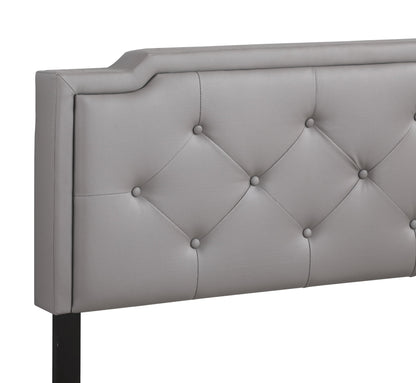 Gray upholstered button-tufted bed headboard with diamond pattern by HouseOfZazla on Tampa Home & Garden Store