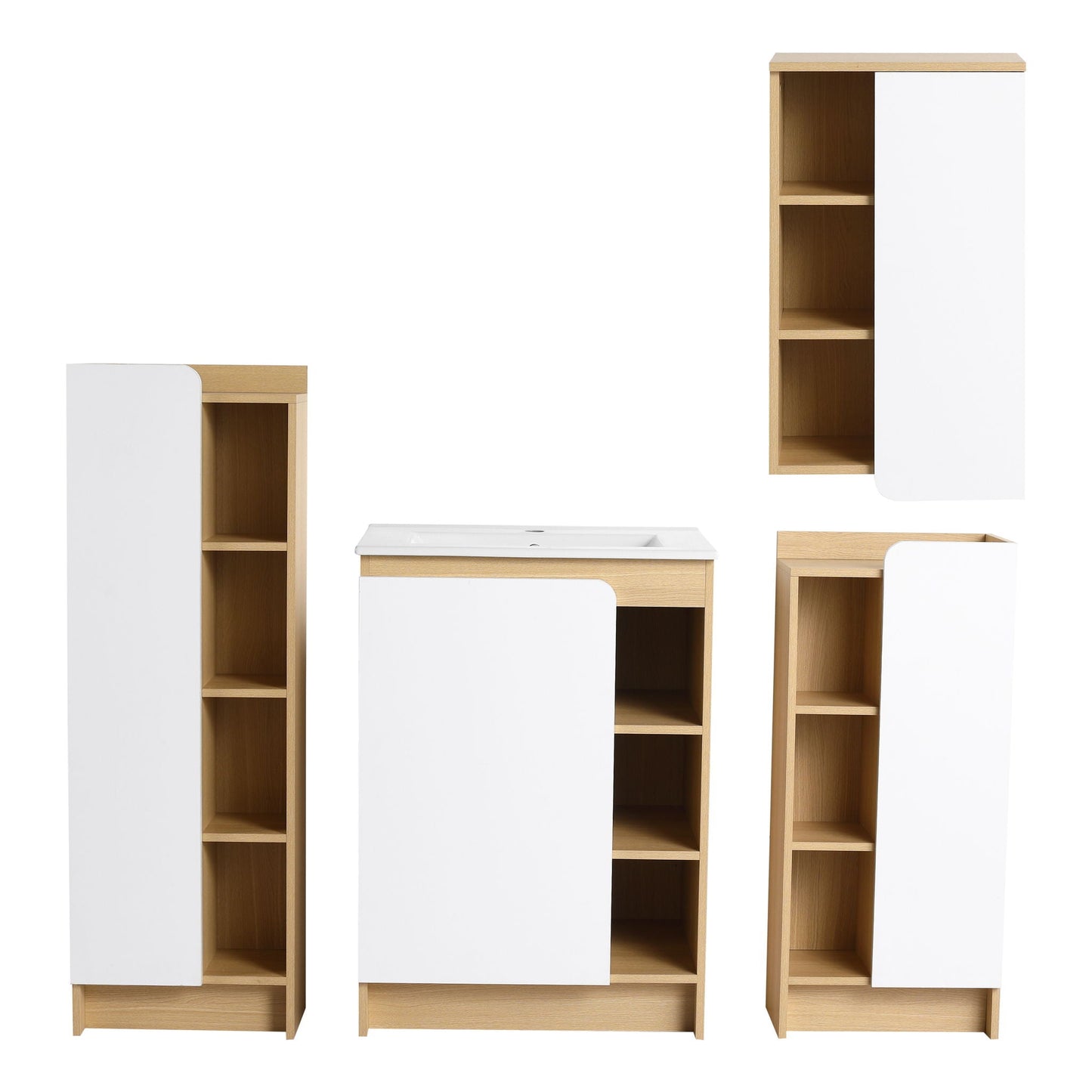 4 piece bathroom vanity set with sink white doors and light oak storage by HouseOfZazla on Tampa Home & Garden Store