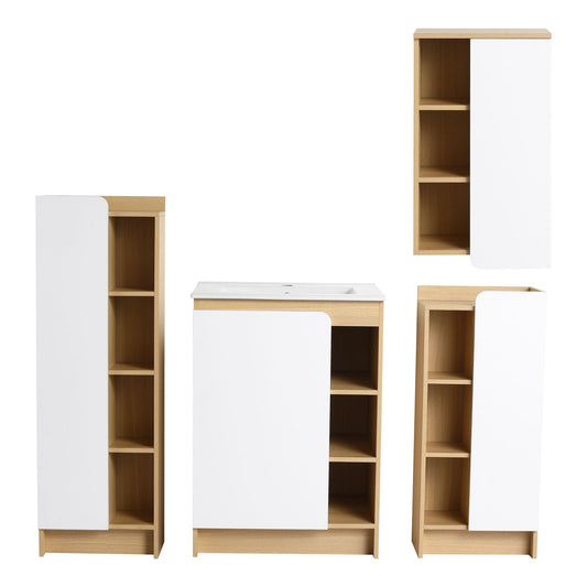 4 piece bathroom vanity set with sink white doors and light oak storage by HouseOfZazla on Tampa Home & Garden Store