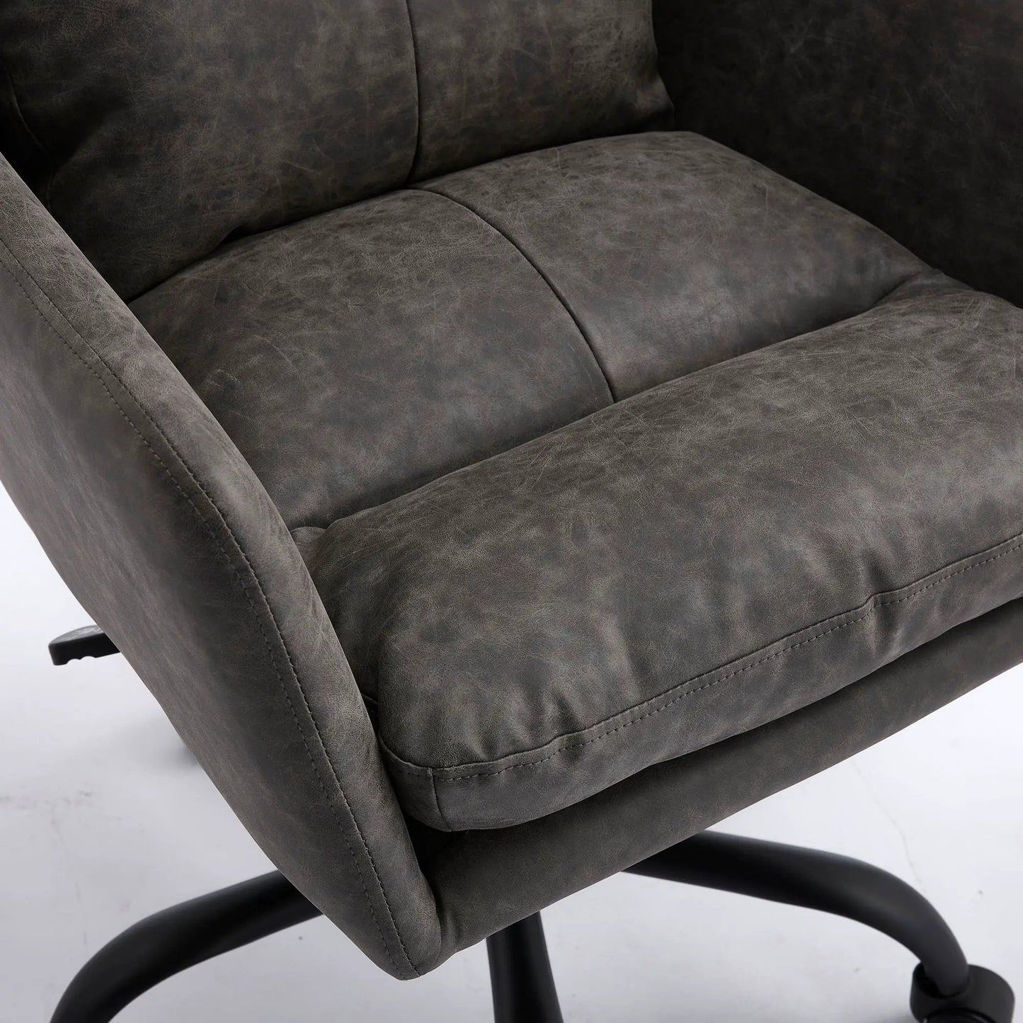 Office chair dark gray faux leather upholstery, adjustable height, swivel base on Tampa Home & Garden Store