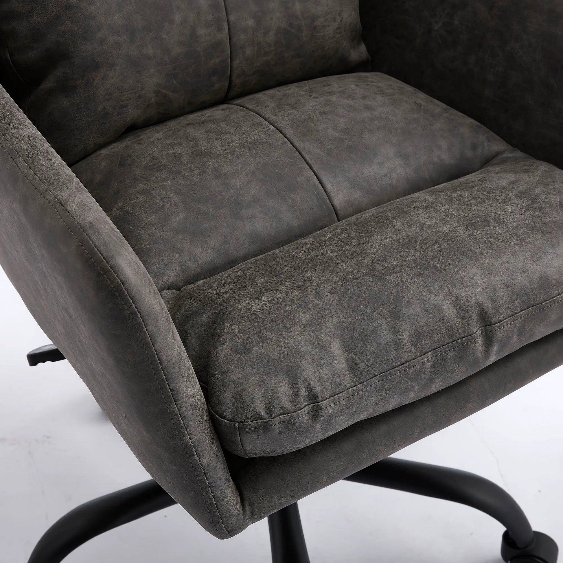 Office chair dark gray faux leather upholstery, adjustable height, swivel base on Tampa Home & Garden Store
