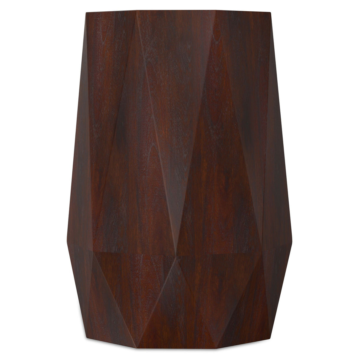 Side table solid acacia wood with sculpted faceted shape in dark brown by HouseOfZazla on Tampa Home & Garden Store
