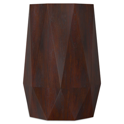 Side table solid acacia wood with sculpted faceted shape in dark brown by HouseOfZazla on Tampa Home & Garden Store