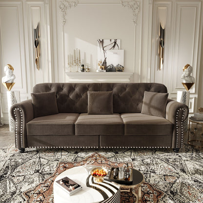 Modern Upholstered 3 Seater Sofa Set and Ottoman
