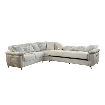 Argo Reversible Sectional by HouseOfZazla, beige fabric with metal legs, L-shaped sofa on Tampa Home & Garden Store