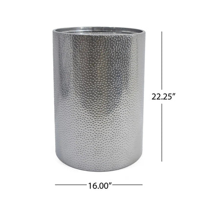 Modern round hammered-metal outdoor accent table in silver finish by HouseOfZazla on Tampa Home & Garden Store