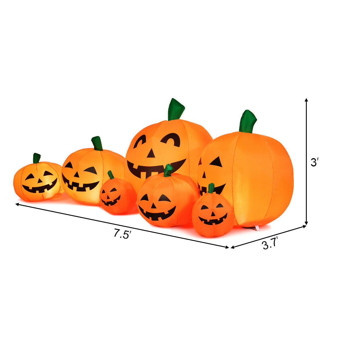 7.5 ft Halloween inflatable pumpkin patch with LEDs DirectDeals, 7 orange pumpkins on Tampa Home & Garden Store
