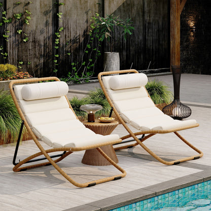 Pair of Outdoor Chairs with Adjustable Backrest