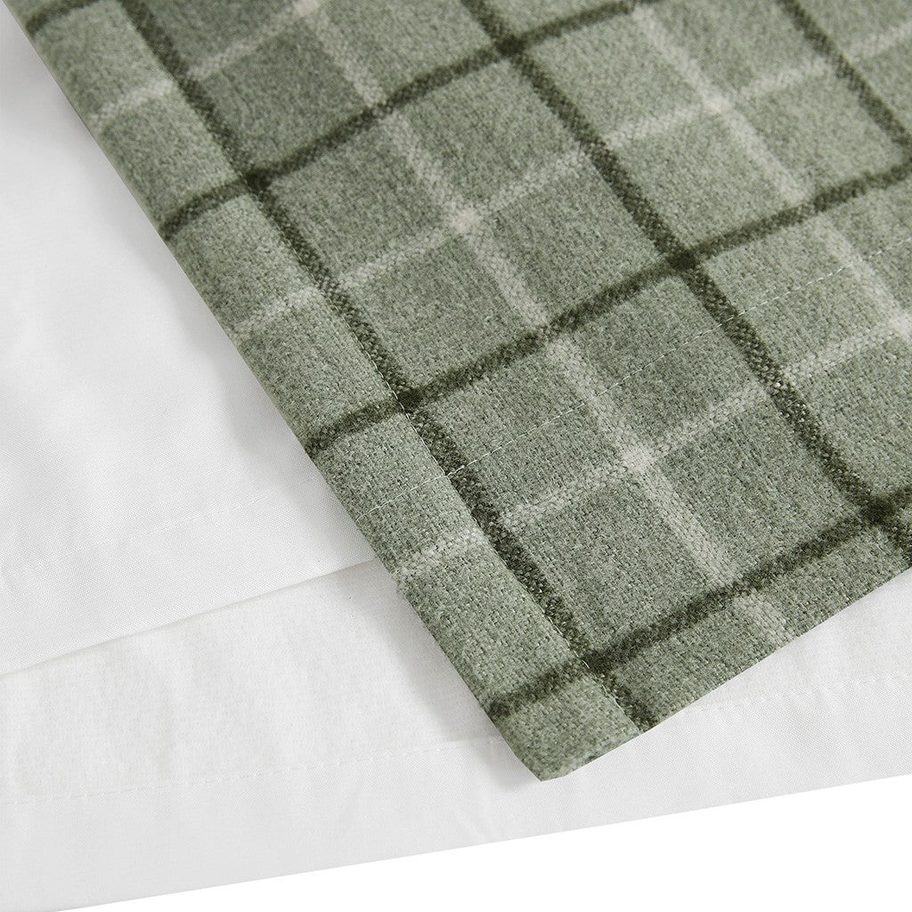 Curtain panel green plaid fleece-lined with rod pocket and back tab 50x84 on Tampa Home & Garden Store