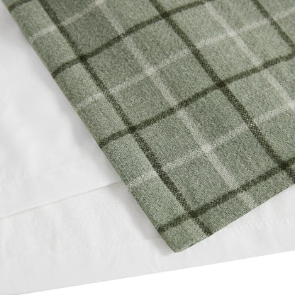 Curtain panel green plaid fleece-lined with rod pocket and back tab 50x84 on Tampa Home & Garden Store