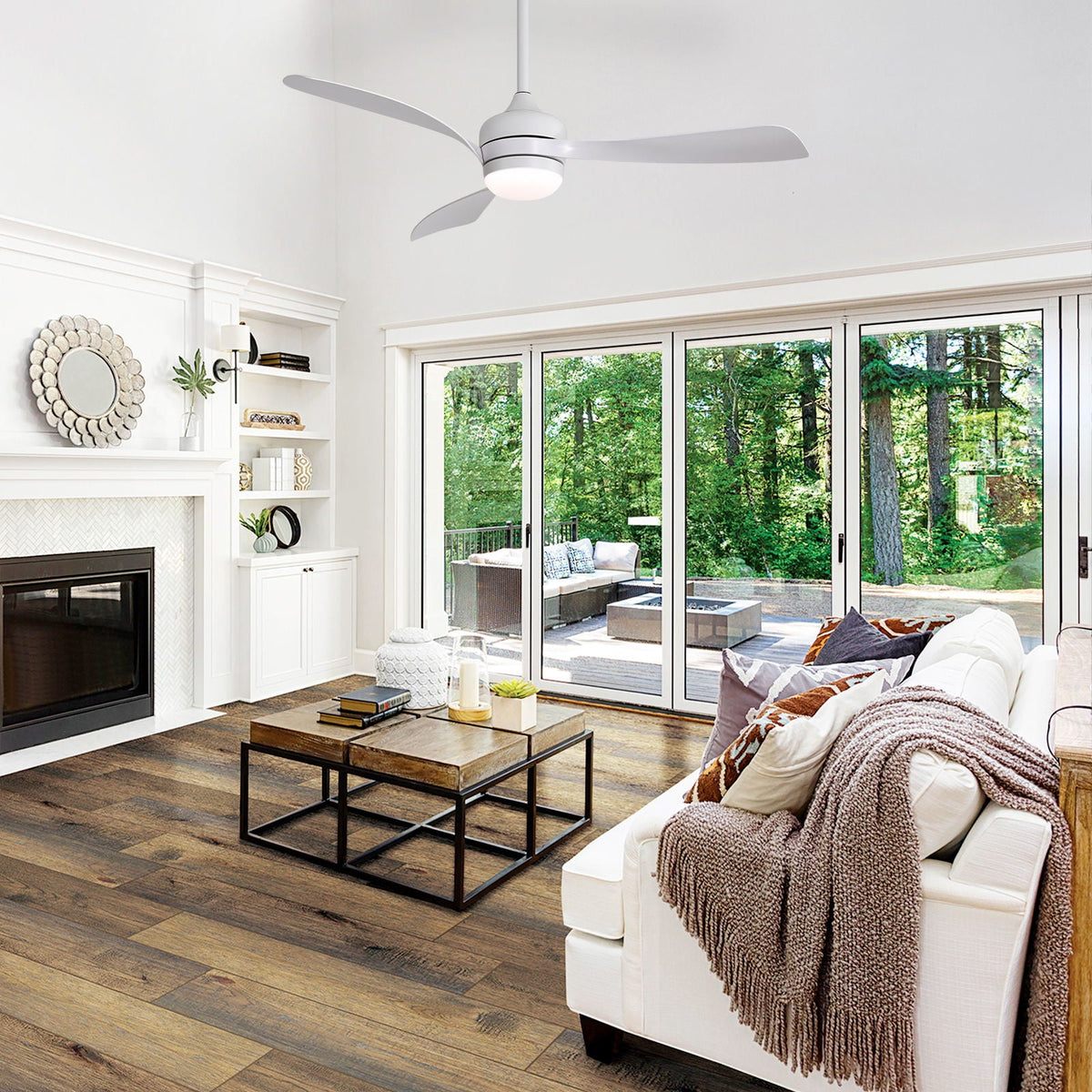 Ceiling fan with reversible DC motor and remote control, white finish on Tampa Home & Garden Store