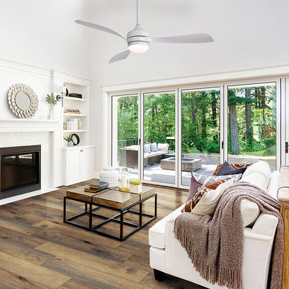 Ceiling fan with reversible DC motor and remote control, white finish on Tampa Home & Garden Store