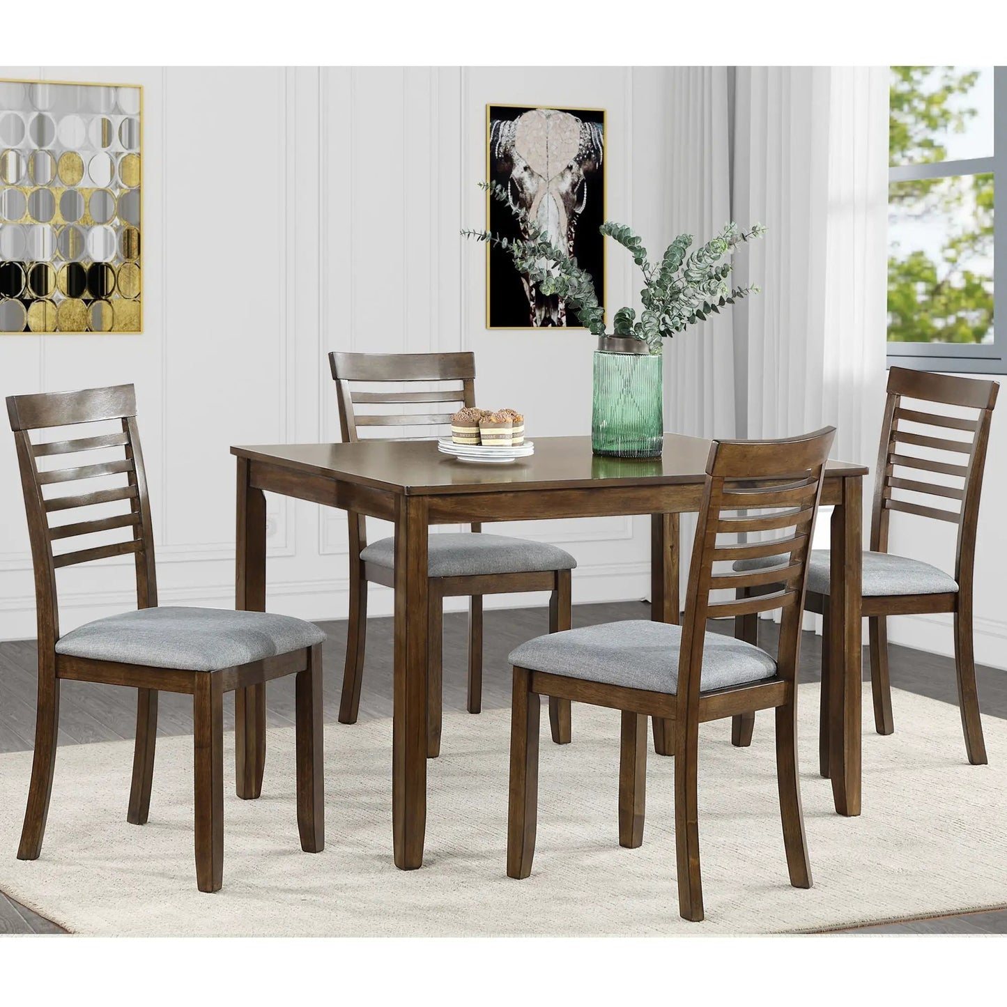 5 Piece Modern Dining Set Table With Chairs