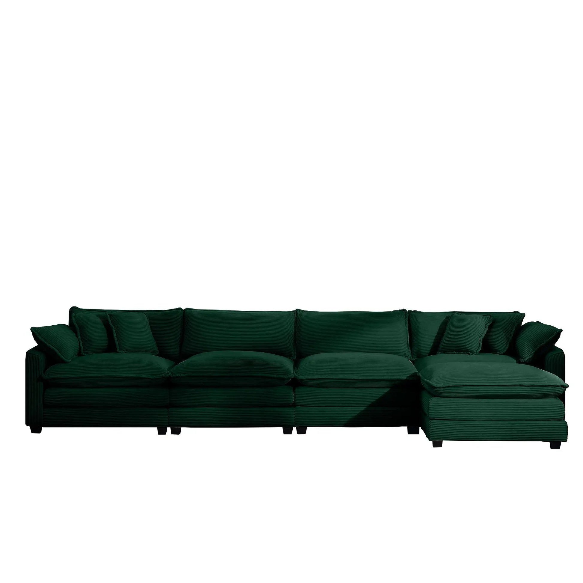 Modular sofa with ottoman in deep green upholstery, 3-piece set by Unique Piece Furniture on Tampa Home & Garden Store