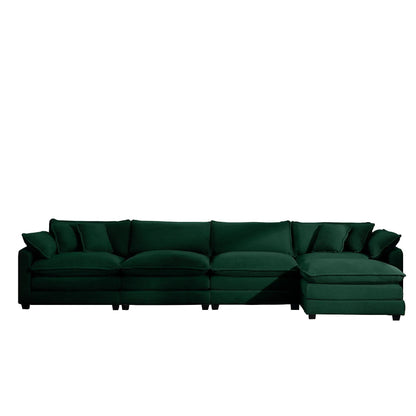 Modular sofa with ottoman in deep green upholstery, 3-piece set by Unique Piece Furniture on Tampa Home & Garden Store