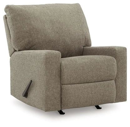 Newellen Rocker Recliner in taupe fabric upholstery with a side lever on Tampa Home & Garden Store