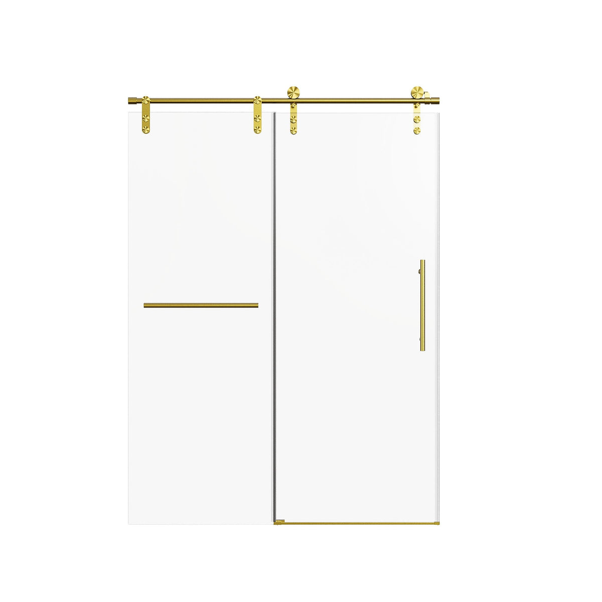 Frameless single sliding shower door by HouseOfZazla with gold towel rail and handle on Tampa Home & Garden Store