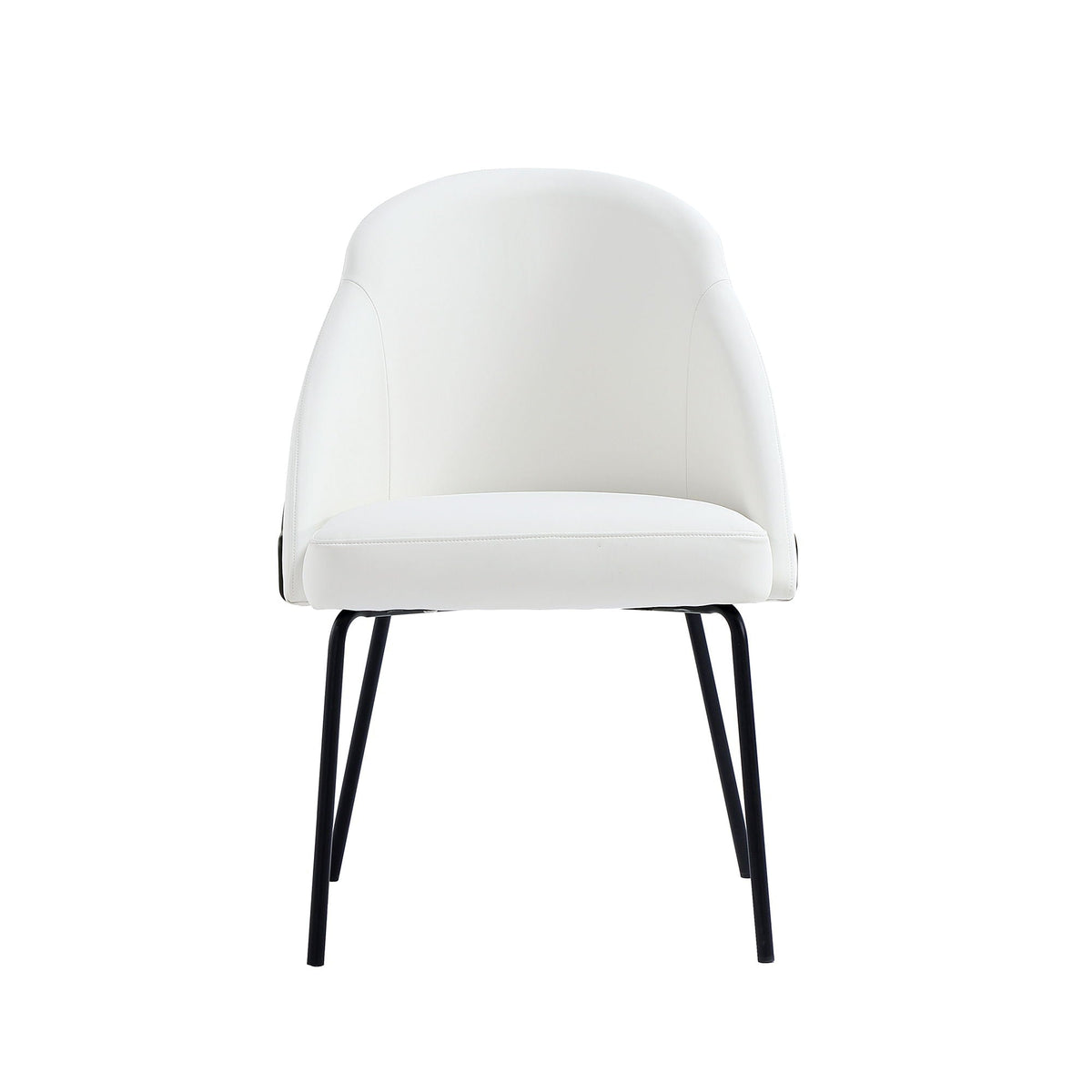 HouseOfZazla dining chair, white vegan upholstery with black metal legs, high-density foam on Tampa Home & Garden Store
