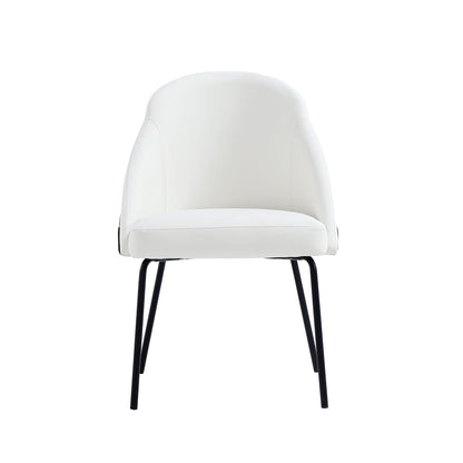 HouseOfZazla dining chair, white vegan upholstery with black metal legs, high-density foam on Tampa Home & Garden Store