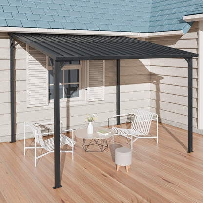 Modern Outdoor Pergola With Metal Inclined Roof
