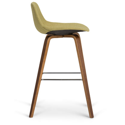 Randolph Bentwood bar height stool set of 2, olive green fabric, wood legs with metal footrest on Tampa Home & Garden Store