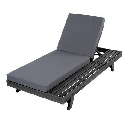 Lounge Chaise Set in black acacia wood with grey water-resistant cushions by HouseOfZazla on Tampa Home & Garden Store