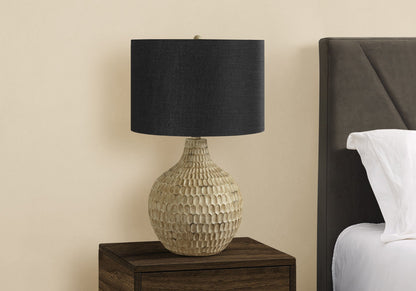 Table lamp resin brown textured base with black fabric shade contemporary style on Tampa Home & Garden Store