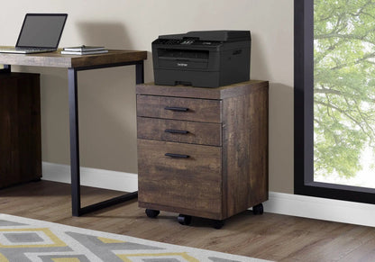 Printer stand file cabinet with wood finish, four-drawer casters, Brother printer on top on Tampa Home & Garden Store